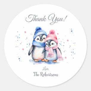 Cute Penguin Gender Reveal Thank You Favor Sticker