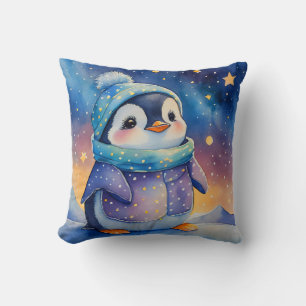 Cute Penguin, Gift for Penguin Lovers Throw Pillow
