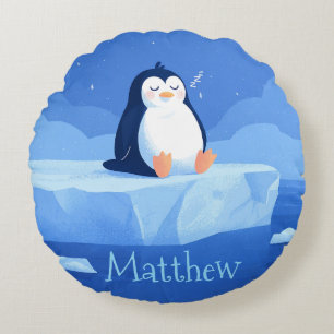 Cute Penguin Gift, Personalized Penguin Round Pillow
