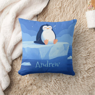 Cute Penguin Gift, Personalized Penguin Throw Pillow