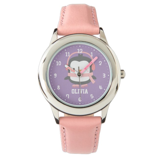 Cute Penguin Girls Personalized Watches (Front)