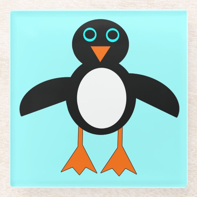Cute Penguin Glass Coaster (Front)