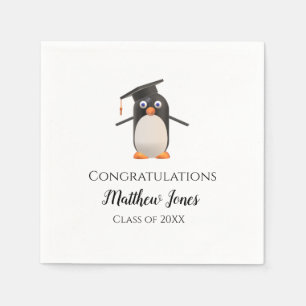 Cute Penguin Graduation Napkins Personalized