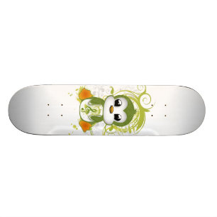 Cute penguin green fluffy effect music note swirls skateboard
