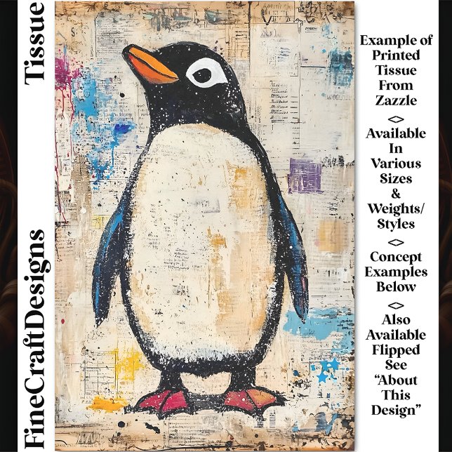 Cute Penguin, Grungy Paper Collage DJ1L Decoupage (Creator Uploaded)