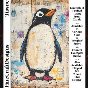 Cute Penguin, Grungy Paper Collage DJ1R Decoupage