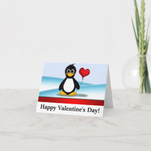 Cute Penguin Happy Valentine's Day Note Holiday Card