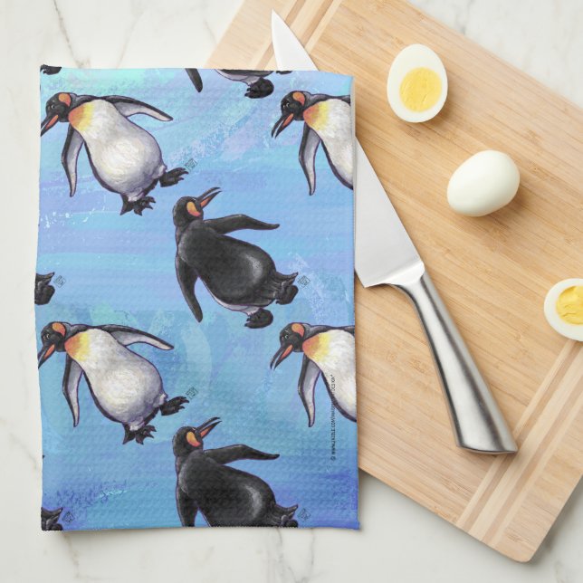 Cute Penguin Heads and Tails Patterns Kitchen Towel (Quarter Fold)