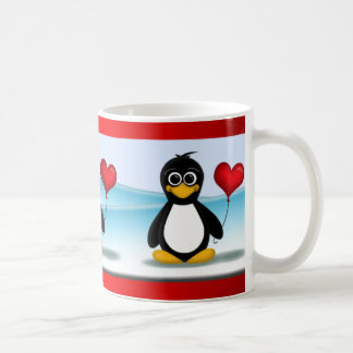 Cute Penguin Heart Balloon Valentine's Day Mug