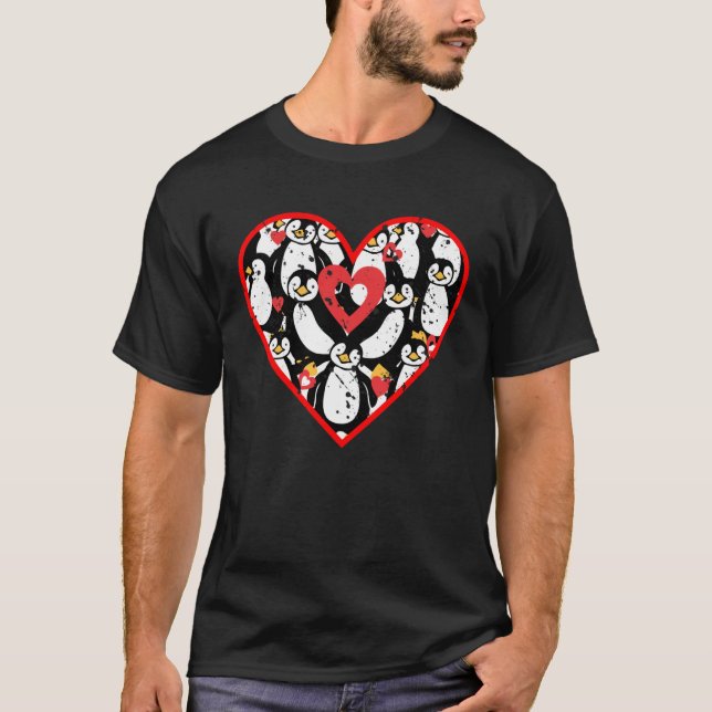 Cute Penguin Heart Love Animal  For Women Men T-Shirt (Front)