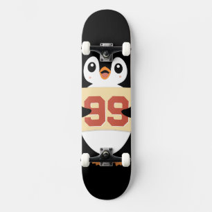 Cute Penguin Holding a Sign Skateboard
