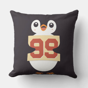Cute Penguin Holding a Sign Throw Pillow