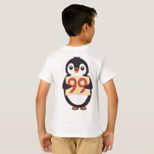 Cute penguin holding sign with the number 99 on it T-Shirt