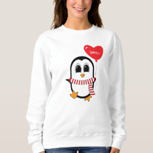 Cute Penguin Holds Heart Shape Balloon Sweatshirt