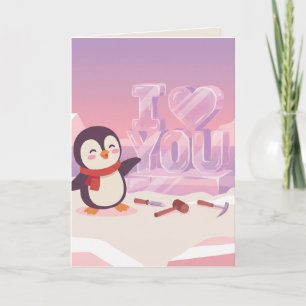 Cute Penguin I Love You Valentine's Day Card