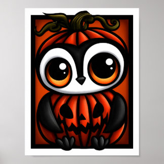 Cute Penguin Jack-o'-Lantern Halloween Costume Poster