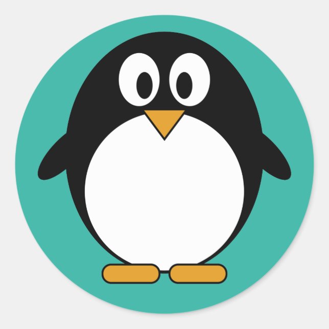 Cute Penguin Kawaii Cartoon Classic Round Sticker (Front)