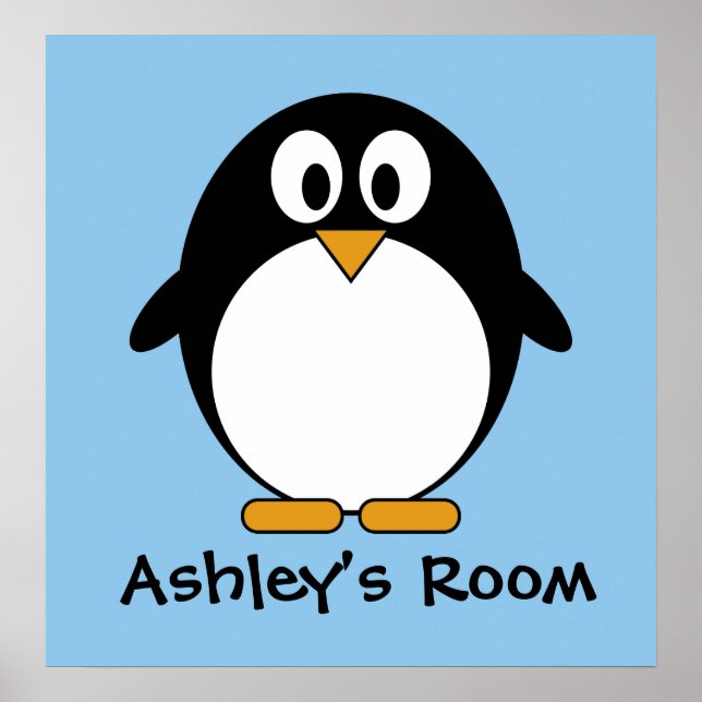 cute penguin kid's door poster (Front)