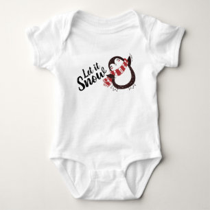 Cute Penguin Let it Snow Christmas Baby Bodysuit