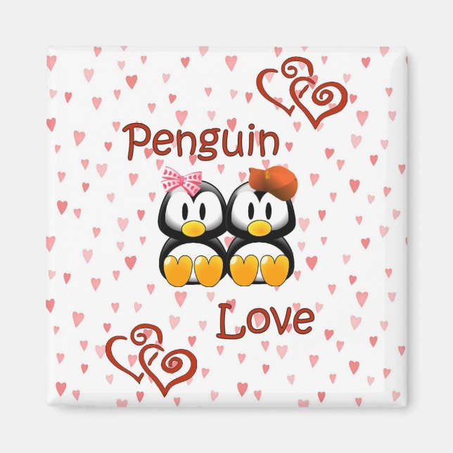 Cute Penguin Love Hearts  Magnet 2 (Front)