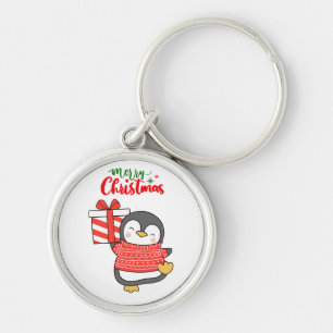 Cute Penguin Merry Christmas Keychain