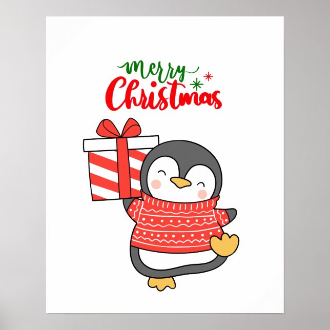Cute Penguin Merry Christmas  Poster (Front)