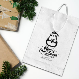 Cute Penguin Merry Christmas Rubber Stamp