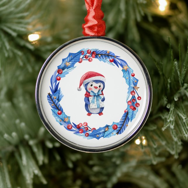 Cute penguin metal ornament (Tree)