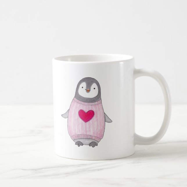 Cute Penguin Mug Personalized Penguin Heart Mug (Right)