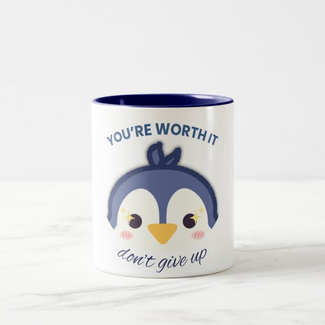 Cute Penguin Mug Tu vaux la peine Il n'abandonne p (Centre)