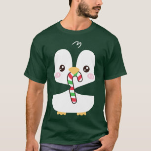 Cute Penguin Munching On Candy Cane T-Shirt