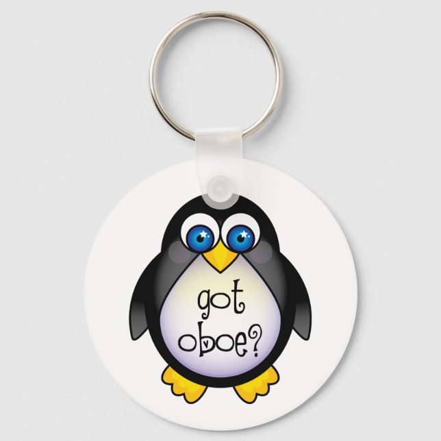 Cute Penguin Music Got Oboe Keychain (Front)