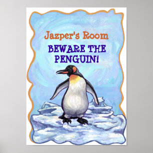 Cute Penguin My Room Personalized Poster