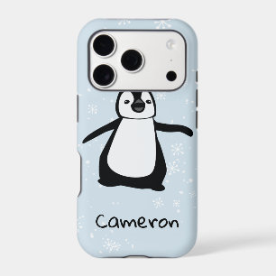 Cute Penguin Name Blue White Winter snow