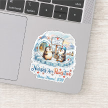 Cute Penguin Nurse Watercolor Personalized Name