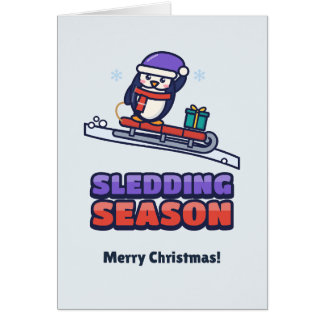 Cute Penguin on a Red Sled Kids Christmas