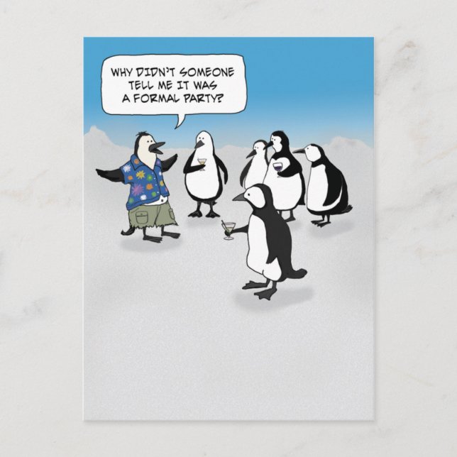 Cute penguin party postcard (Front)