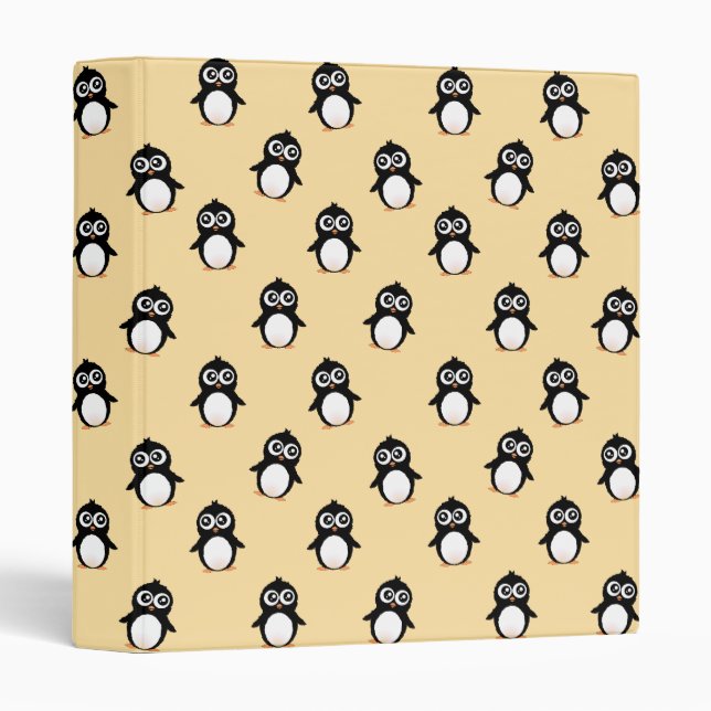 Cute penguin pattern - golden yellow binder (Front/Spine)