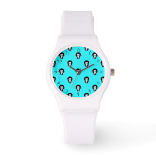 Cute Penguin Pattern on Turquoise Watch