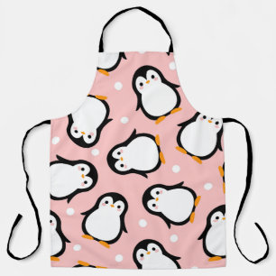 Cute penguin pattern pink pattern apron