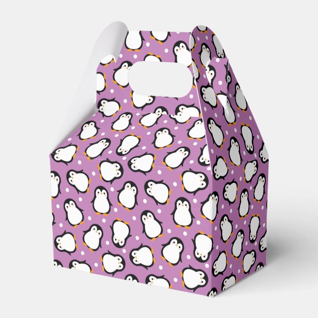 Cute penguin pattern Purple pattern Favor Box (Front Side)