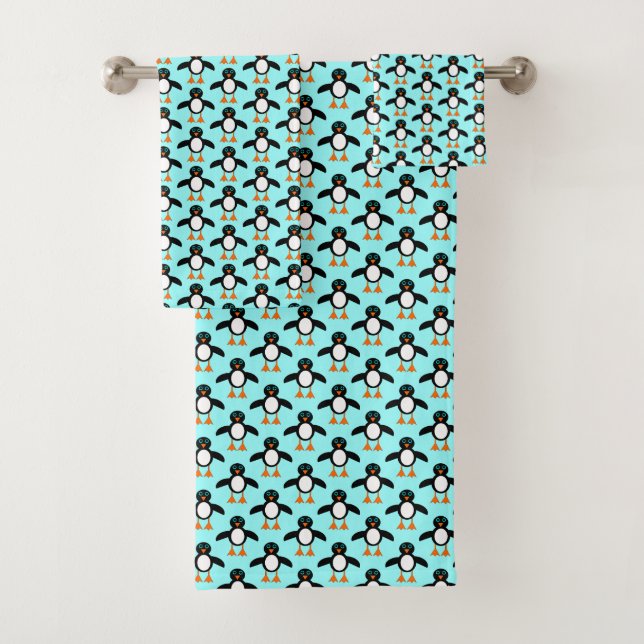 Cute Penguin Patterned Towels (Insitu)