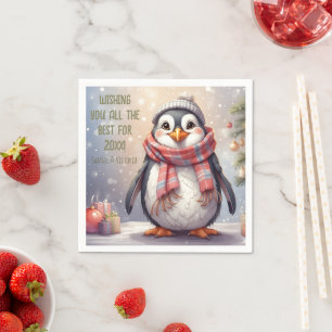 cute penguin personalised wish  napkin