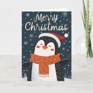 Cute Penguin Personalized Christmas Holiday Card