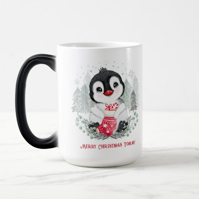 Cute Penguin Personalized Christmas Mug  (Left)