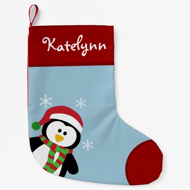Cute Penguin Personalized Christmas Stocking (Front)