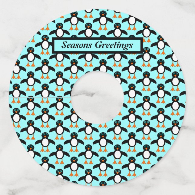 Cute Penguin Personalized Wine Glass Tag (Front)