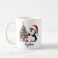 Cute Penguin Pine Tree Red White Custom Christmas
