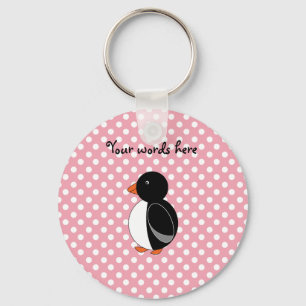 Cute penguin pink polka dots keychain