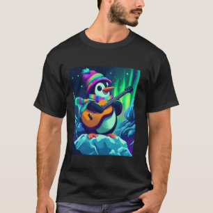 Cute Penguin Playing Guitar Winter Art T-Shirt